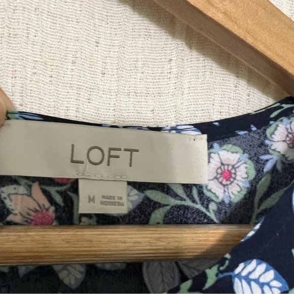 Loft Floral Godet Drawstring Dress Size M - Picture 8 of 8